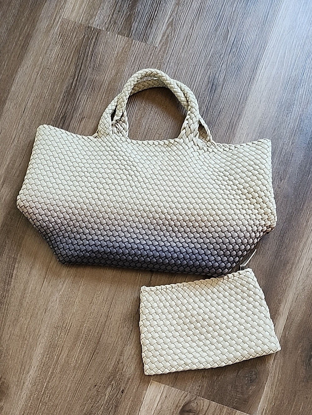 Naghedi St Barth Woven Ombre Tote Bag with Matching Pouch